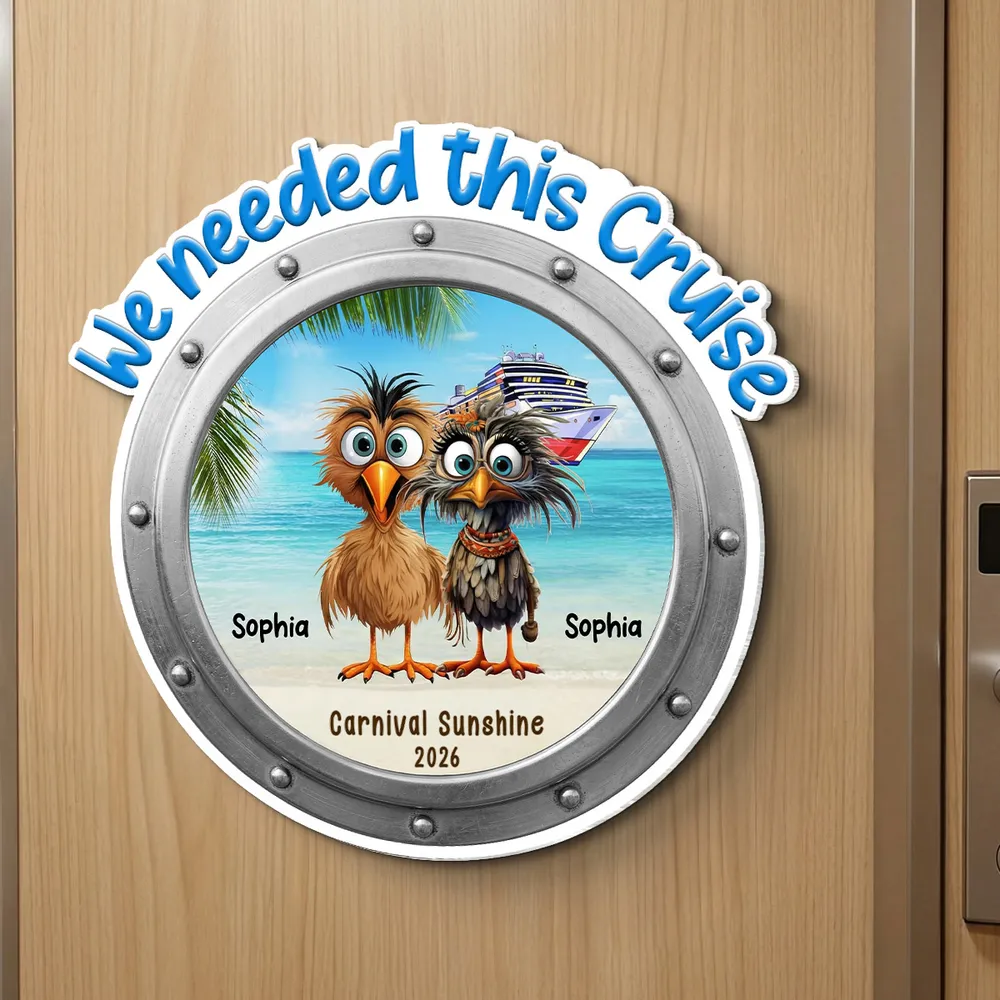 We Needed This Cruise Funny Whimsical Couple - Personalized Cruise Cabin Door Magnet - Cruise Trip Keepsake