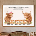 Nanny & Grandad's Herd Highland Cow Family - Personalised Poster - Mother's Day Gift for Grandma, Grandpa