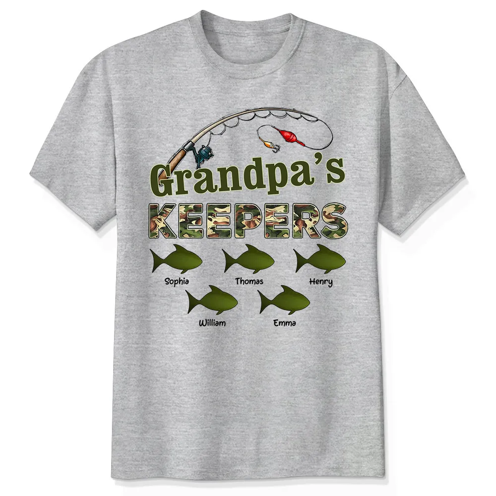 Grandpa‘s Keepers Camouflage Pattern Fishing - Personalized Shirt - Unique Father's Day Gift For Grandpa, Dad
