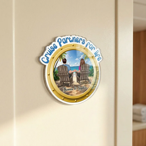 Cruise Partners For Life Couple Back View - Personalized Cruise Ship Door Magnet
