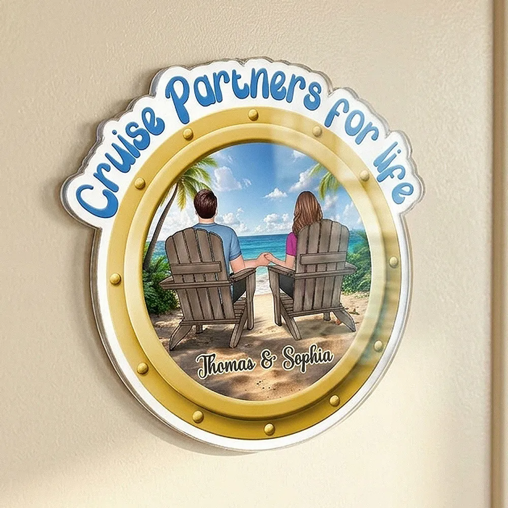 Cruise Partners For Life Couple Back View - Personalized Cruise Ship Door Magnet