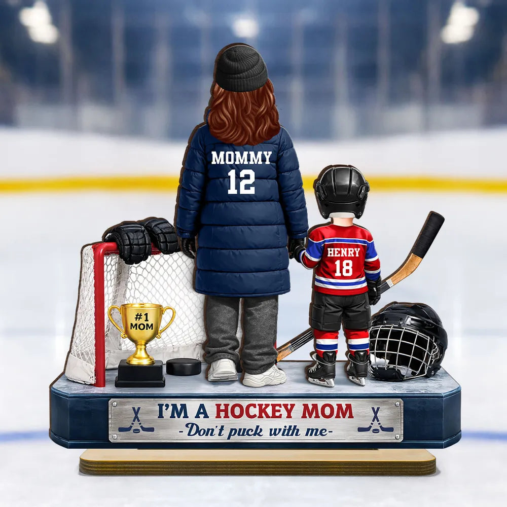 I'm A Hockey Mom And Kids - Personalized 2-Layered Wooden Plaque - Mother's Day Gift for Hockey Mom