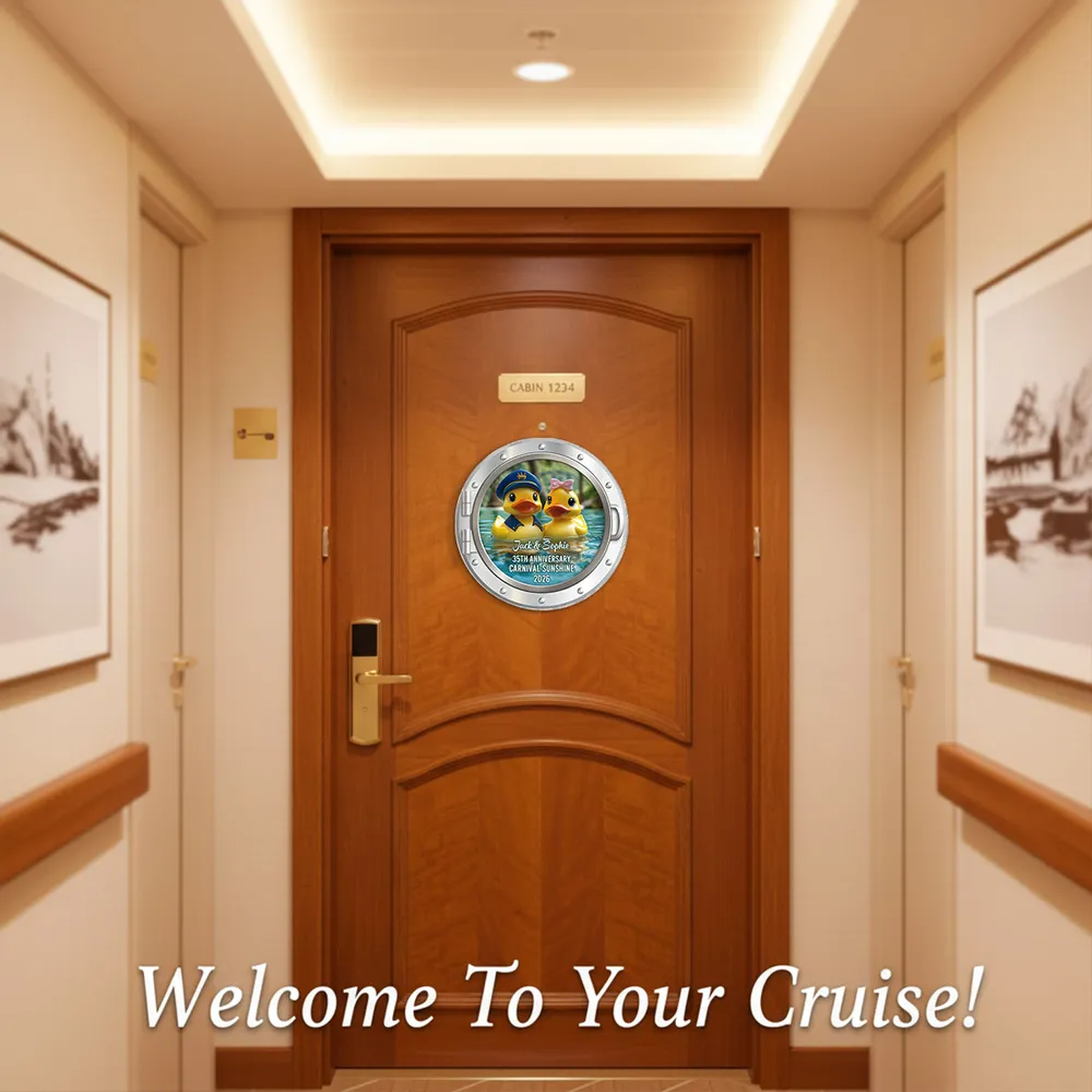 Rubber Duck Couple Anniversary Cruise - Personalized Cruise Door Acrylic Magnet - Cruise Trip Keepsake
