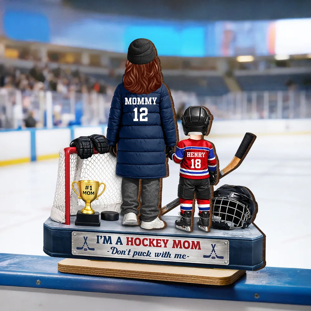 I'm A Hockey Mom And Kids - Personalized 2-Layered Wooden Plaque - Mother's Day Gift for Hockey Mom