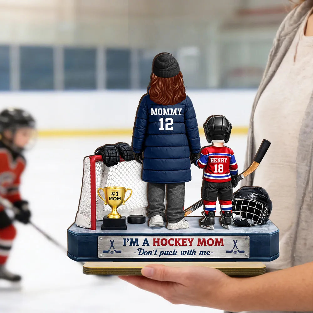 I'm A Hockey Mom And Kids - Personalized 2-Layered Wooden Plaque - Mother's Day Gift for Hockey Mom