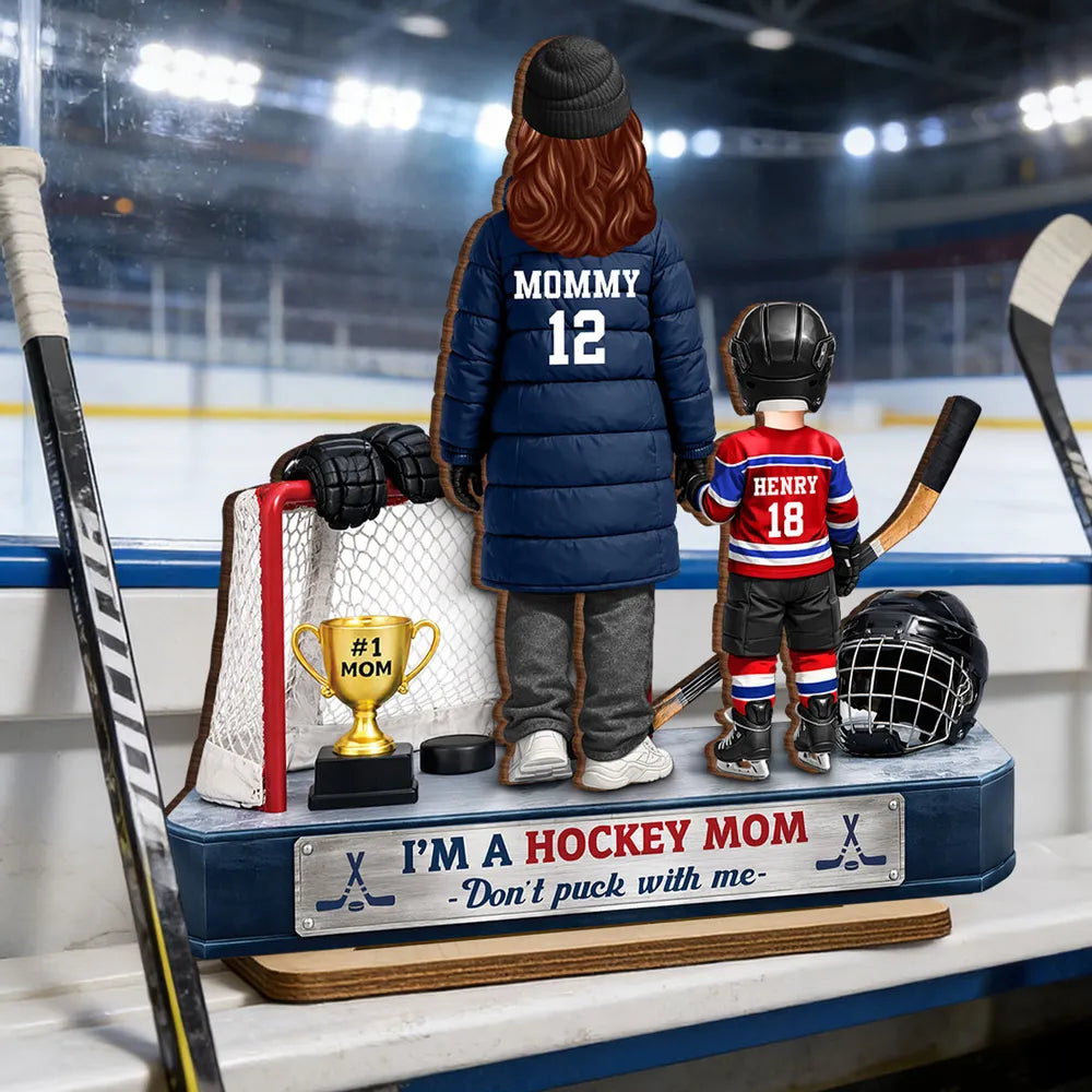 I'm A Hockey Mom And Kids - Personalized 2-Layered Wooden Plaque - Mother's Day Gift for Hockey Mom