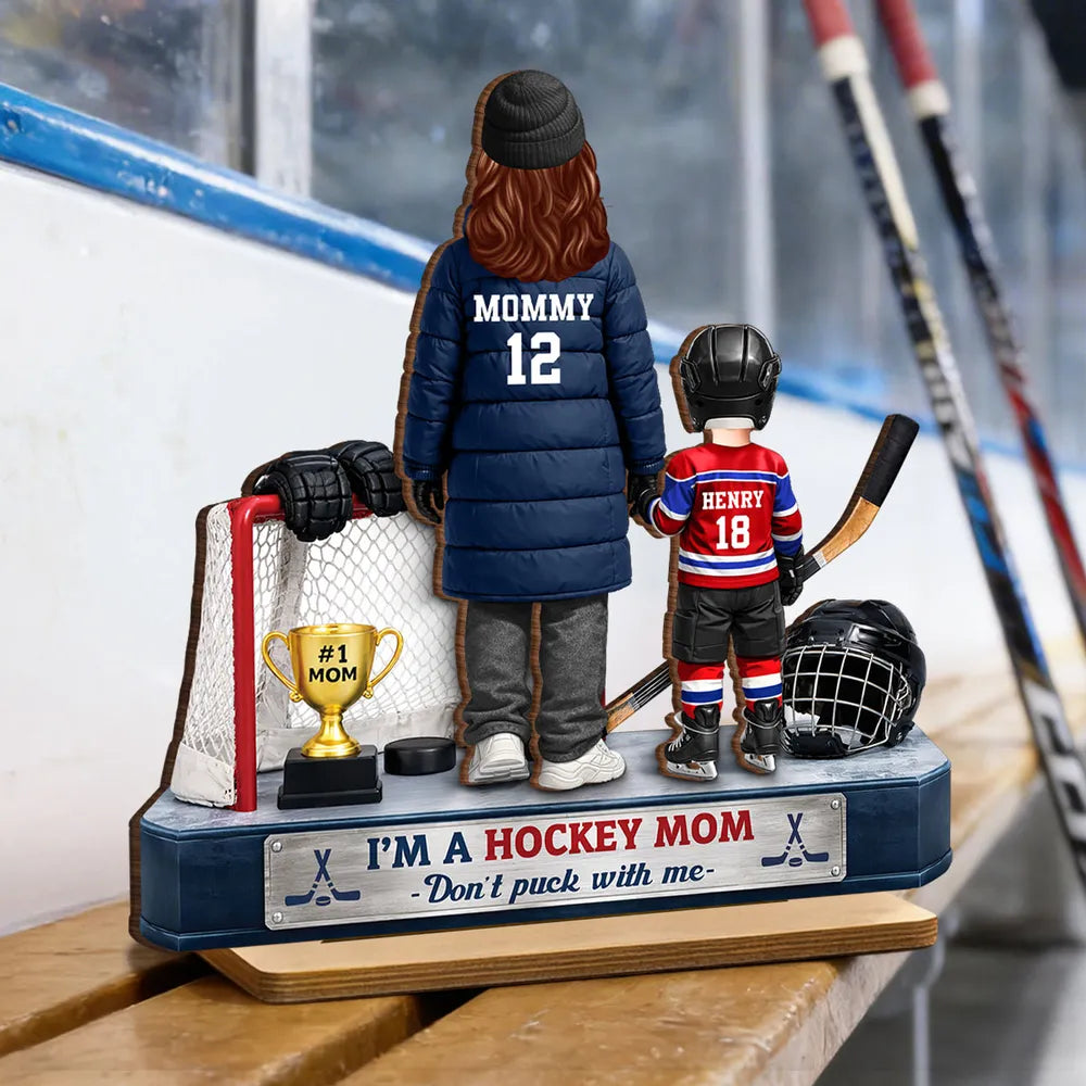 I'm A Hockey Mom And Kids - Personalized 2-Layered Wooden Plaque - Mother's Day Gift for Hockey Mom