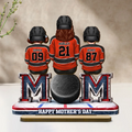 Hockey Mom And Kids Sitting Together - Personalized 2-Layered Wooden Plaque - Mother's Day Gift For Hockey Mom