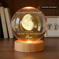 The Day You Became My Mom Custom Moon Phase First Mother's Day - Personalized Crystal Ball LED Night Light - First Mother's Day Gift For New Mom